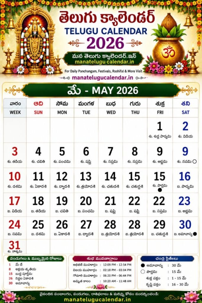 Telugu Calendar May 2026
